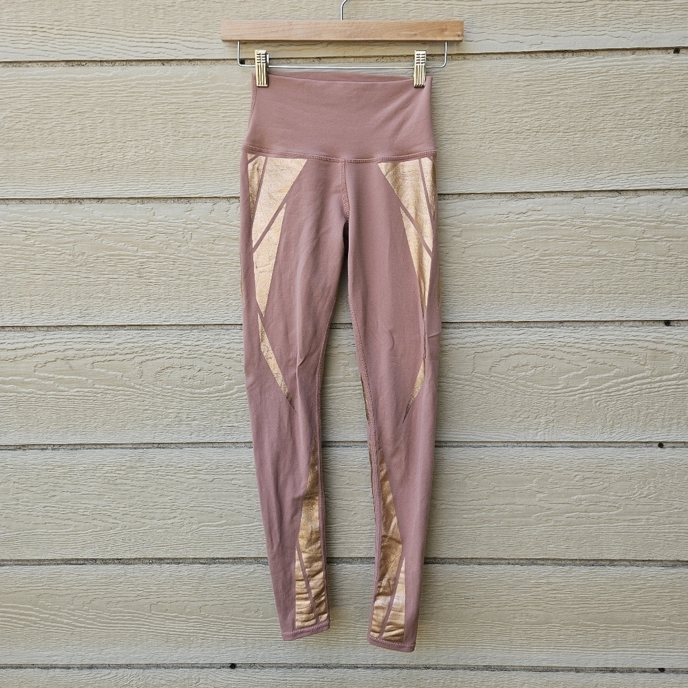 alo yoga airbrush high waist leggings rose with distressed coppery accents XXS